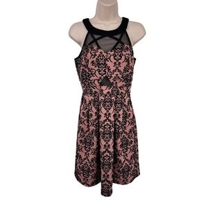 Vintage Y2k En Focus Dress Womens Size 6 Pink Black Velvet Whimsigoth Romantic